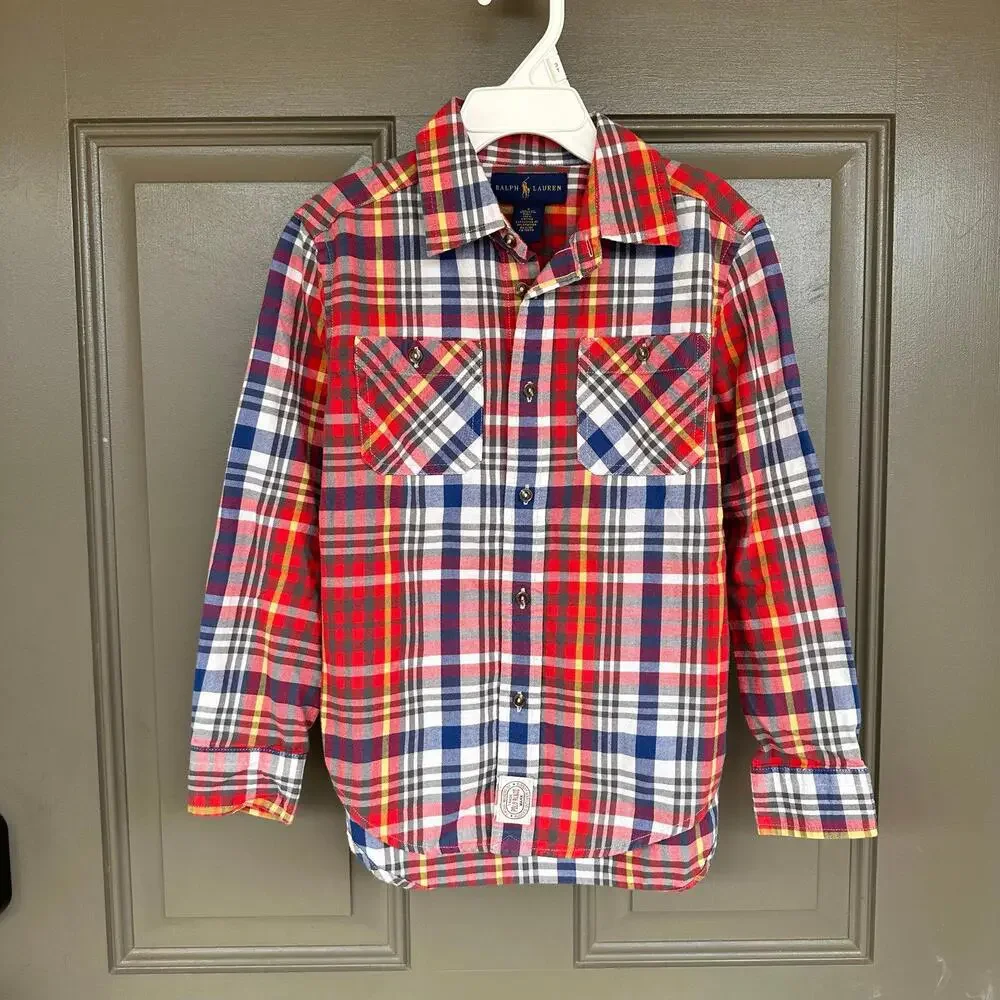 Ralph Lauren Long-Sleeve Plaid Button-Down Shirt 6
